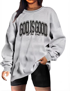 Sudadera Oversize de Cuello Redondo para Mujer con Letras Personalizadas, Rosa, Poliéster/Algodón, Tejido de Punto, Manga Larga, Estilo Urbano Otoñal, Logotipo Frontal - Product Image 4