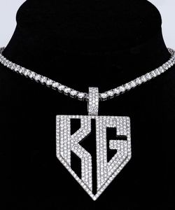 Collar con colgante de letra personalizada de Dvars con diamante moissanita, de plata de ley 925 chapada en oro, estilo lujo Hip Hop, con cadena tipo tenis con incrustaciones de circonitas - Product Image 3