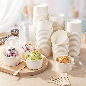 Mini Disposable Single Layer Paper Ice Cream Cup Bowl Baking Cake Packaging Container With Custom Round Cover - Product Image 2