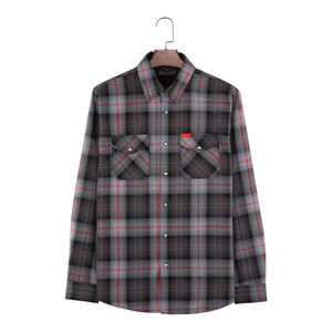Camisa de Franela para Hombre 100% Algodón, Manga Larga, Cuello Mao, Diseño a Cuadros, Anti-Pilling, Tejido de Franela - Product Image 2