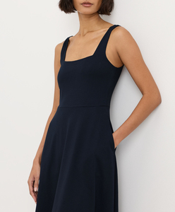 Women's Square Neck Backless A-Line Midi Dress Fit And Flair Casual Woven Breathable Fitted Sleeveless Solid Color Daily Wear - Product Image 2