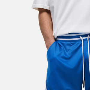 Shorts Bermuda Sportifs Bleus Unis pour Hommes à Séchage Rapide avec Cordon de Serrage Taille Mi-Haute en Polyester Tissé - Product Image 3