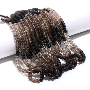 Cuentas de cuarzo ahumado natural, lisas, en forma de rondel, de 7mm y 8mm, pulidas, para la elaboración de joyas y collares. - Product Image 3