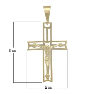 Colgante de Cruz Religiosa con Crucifijo de Jesús en Oro Amarillo de 14k, 2.4 gramos - Product Image 2