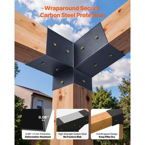Kit Pergola per Cortile con Staffe Inclinabili a 3 Vie 4x4 Pollici, Travi in Legno 3.5x3.5 Pollici, 2 Staffe per Palo (Confezione da 2) - Product Image 4