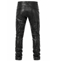 Pantalon de moto noir élégant pour homme, en cuir véritable et toile, imperméable, durable, plissé à l'avant, coupe ajustée, le meilleur