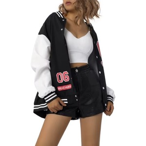 Blouson universitaire en cuir personnalisé pour femme avec patch brodé en chenille, corps en laine, service d'échantillons OEM/ODM disponible en usine - Product Image 6
