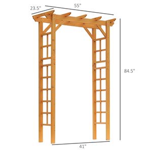 7 ft giardino in legno pergolato arco traliccio con pannello laterale in abete naturale per le viti rampicanti arancioni all'aperto - Product Image 3