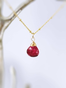 Ruby Necklace Sterling Silver 14k Gold Fill July Birthstone Jewelry Faceted Red Gemstone Pendant Handmade Gift For <b>Girlfriend</b> - Product Image 2