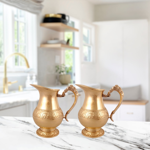 Pichet à eau en laiton royal, carafe décorative en métal avec poignée ornée, récipient à boisson traditionnel pour la maison, l'hôtel et les fêtes - Product Image 5