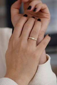 Women's 14K Gold Tapered Triangle CUT Diamond <b>Ring</b> Minimalist Style IGI Certified Engagement <b>Ring</b> - Product Image 2