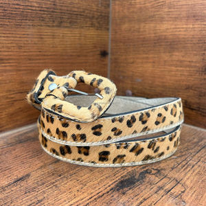 Cinturón con estampado de leopardo de cuero genuino de la más alta calidad hecho a mano para mujer, cinturones de piel de vaca de estilo bohemio Vintage para ocultar el pelo occidental - Product Image 3
