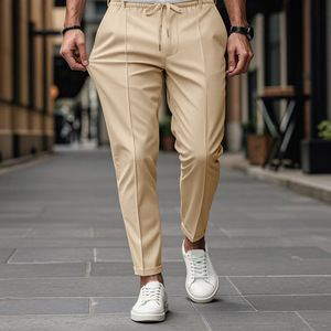 Hot-selling Men's Solid-color, Simple, <b>Large</b>-sized Business, Form-fitting, and Small-leg Casual Pants in Spring and Autumn - Product Image 2