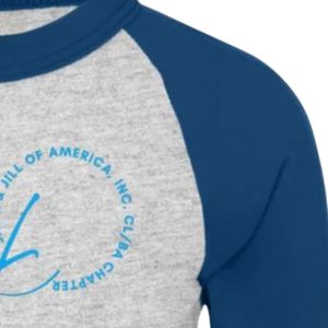Jack and Jill <b>Grey</b> Navy Raglan <b>T</b> <b>Shirt</b> Three Quarter Sleeve Graphic Print Crew Neck Casual Unisex Baseball Tee for Events - Product Image 4