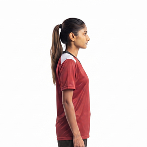 Camiseta deportiva de lacrosse de malla para mujer, diseño personalizado para equipos, ajuste holgado, camiseta de lacrosse de malla con cuello en V para mujer - Product Image 3