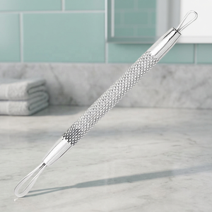 Extractor facial de acero inoxidable, cuchara de doble cara para eliminar puntos negros, para el cuidado de la piel del rostro, masaje, mango de metal portátil - Product Image 5