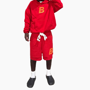 Ensemble sweat à capuche et jogging pour homme personnalisé, 100 % coton délavé à l'acide, grande taille, coupe oversize, broderie vierge, ensemble court pour homme - Product Image 4