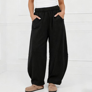 Men's Black <b>Harem</b> Pants Drawstring Closure Elastic Waist Knitted Cotton Polyester Casual Autumn Wear Side Pockets Breathable - Product Image 5