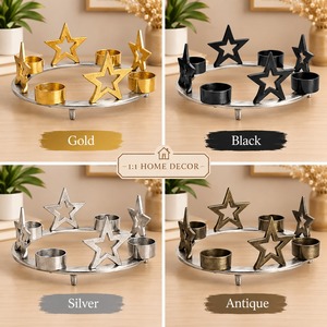 Portavelas de Plata al por Mayor, Soporte para Velas de Té, Centro de Mesa Navideño de 5 Copas, Decoración Rústica para el Hogar, Regalos para Festividades - Product Image 3