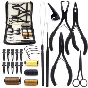 Professional Stainless Steel Hair Extension Tools <b>Kit</b> Including Extension Pliers <b>Weaving</b> Thread Parting Section Clips - Product Image 1
