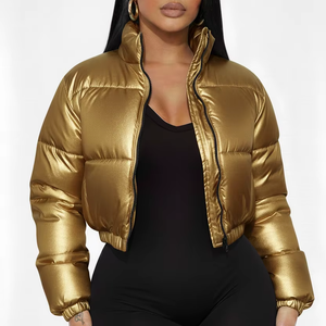 Chaquetas Acolchadas para Mujer 2025, Chaquetas Cortas Estilo Burbuja, Abrigos Acolchados para Dama, Chaquetas Bomber de Invierno Personalizadas con Manga Larga - Product Image 1