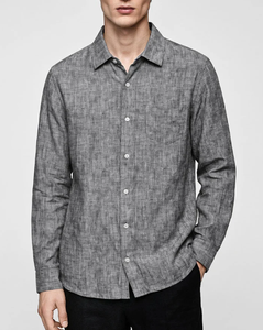 Chemises habillées formelles pour hommes, couleur unie, 100 % polyester, manches longues, col boutonné, vente chaude personnalisée, usine OEM ODM - Product Image 4