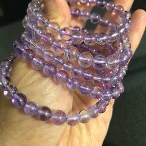 Cuentas de amatista lavanda transparente natural, cuentas redondas sueltas, medio hilo para la fabricación de joyas y manualidades. - Product Image 4