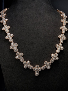 Premium S925 Sterling Silver VVS Moissanite Flower Cluster Tennis Necklace Luxury <b>Iced</b> <b>Out</b> Diamond Unisex Necklace - Product Image 1