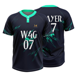 Men's Custom 2 <b>Button</b> Baseball Jersey <b>Half</b> Sleeve Sublimated Team Uniform <b>Shirt</b> Wholesale Sportswear OEM Factory - Product Image 4