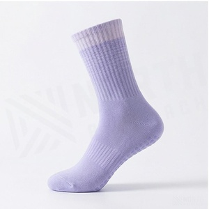 Chaussettes ras du cou couleur lavande unie 100 % coton respirantes tricotées pour adultes usage quotidien saison printemps - Product Image 3