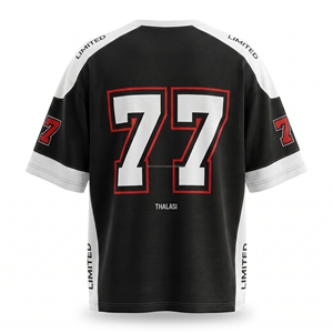 Camiseta de Fútbol Casual para Hombre 2025, Transpirable, de Malla Tejida, con Estampado de Números a Rayas, de Manga Larga y Estilo Oversize - Product Image 2