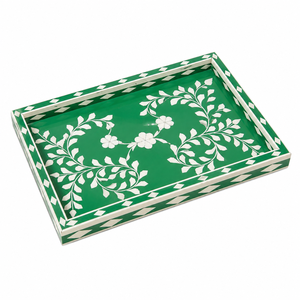 Luxury Green Bone Inlay Serving Tray Set | Handmade Tea Coffee Serving Tray Decorative Ottoman Home Decor Wedding Home <b>Gift</b> Tray - Product Image 1