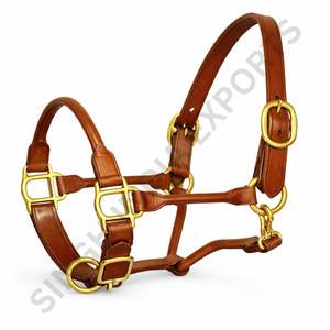 SIE Harnais de cheval en cuir véritable, réglable, de qualité supérieure, avec quincaillerie en laiton massif, équestre anglais et western - Product Image 4