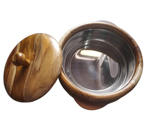 Handcrafted Wooden Hotpot with <b>Lid</b> Elegant Design For Party & hotels Dinner Table Food & Chapati Serving Casseroles <b>pot</b> - Product Image 4
