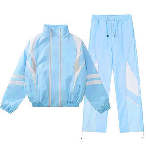 <b>Women</b> Lightweight Nylon Windbreaker Zipper Tracksuits 100% Polyester Oversized Long Sleeve Windbreaker <b>Jacket</b> & Jogger Pant Sets - Product Image 5