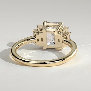 2 CT Lab Grown Diamond Emerald-Cut Three Stone Engagement <b>Ring</b> 14K Solid Gold IGI Certified for <b>Wedding</b> & Anniversary - Product Image 6