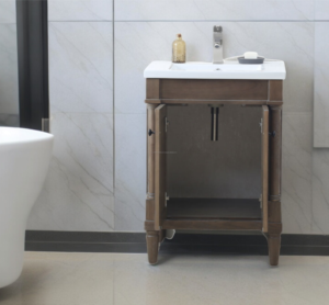 Meuble-lavabo vintage en bois massif à poser au sol avec vasque intégrée, 24 pouces, pour usage hôtelier - Product Image 5