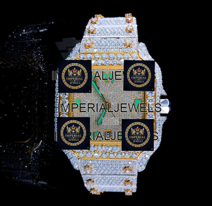 Reloj Deportivo y de Negocios Unisex con Caja Cuadrada de 18 mm, Esfera de Moissanita Helada, Correa de Aleación de Acero Inoxidable, GPS y Fecha Automática - Product Image 1