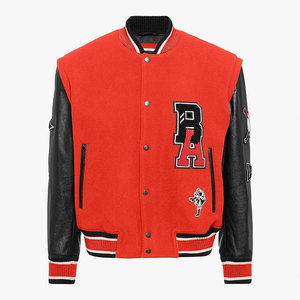 Men's Orange Black Letter Varsity Jacket Regular Fit Button Front Embroidered Casual Style Autumn Wear - Product Image 5