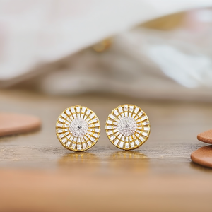 14K Gold Plated Pearl Stud Earrings-Vintage Flower Number Design - Product Image 2