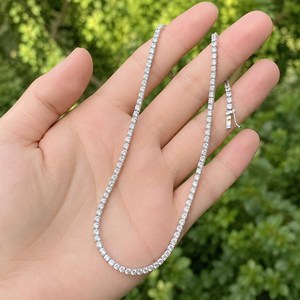 Moissanite <b>Tennis</b> <b>Necklace</b> 2mm 2.5mm 3mm 4mm 5mm 6.5mm Round Brilliant Cut Set Rhodium Plated 925 <b>Silver</b> Unisex Luxury Chain - Product Image 4
