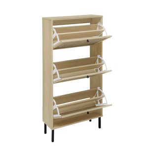 Scarpiera a 3 ante in rattan, mobiletto moderno autoportante per l'ingresso - Product Image 3