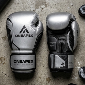 Boxing <b>Gloves</b> <b>Silver</b> Black Professional Training Fight <b>Gloves</b> Padded Boxing Custom Logo OEM Wholesale Sports <b>Glove</b> - Product Image 3
