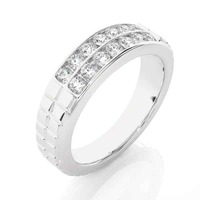 Bague Éternité Double Rangée en Argent Sterling 925 de Luxe avec Moissanite, Sertie en Canal, Bijou d'Anniversaire de Mariage pour Femme