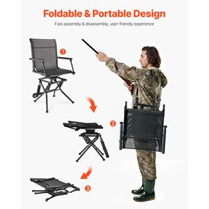 Silla de Caza Plegable Giratoria 360 Grados Silenciosa con Estructura de Acero Reforzada, Asiento Portátil Ligero y Empacado - Product Image 5