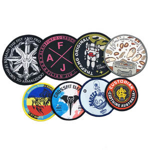 Écussons ronds brodés à motif circulaire pour vêtements, lavables, autocollants, étiquettes tissées - Product Image 1
