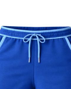 Manufacturer Custom <b>Women</b> Royal Blue With Sky Blue Contrast Cotton Fleece <b>Shorts</b> <b>Elastic</b> <b>Waist</b> Casual Summer Sports Lounge Wear - Product Image 5