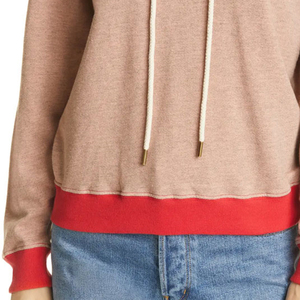 Hoodie moderne pour femme à prix abordable, couleur unie et design avec logo, avec ourlet côtelé et impression de logo, capuche contrastante et cordons de serrage - Product Image 6