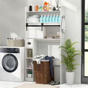 Mobiletto Moderno Bianco per Bagno, Ecologico in MDF con PVC e Metallo, Salvaspazio per Bagno o Soggiorno, Ideale per Hotel - Product Image 5