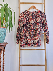 Pure Cotton Linen <b>Top</b> Earthy Floral Embroidery Vintage Boho Tank Comfortable Summer Day Blouse-Elegant <b>Indian</b> Bagru Hand-Block - Product Image 2